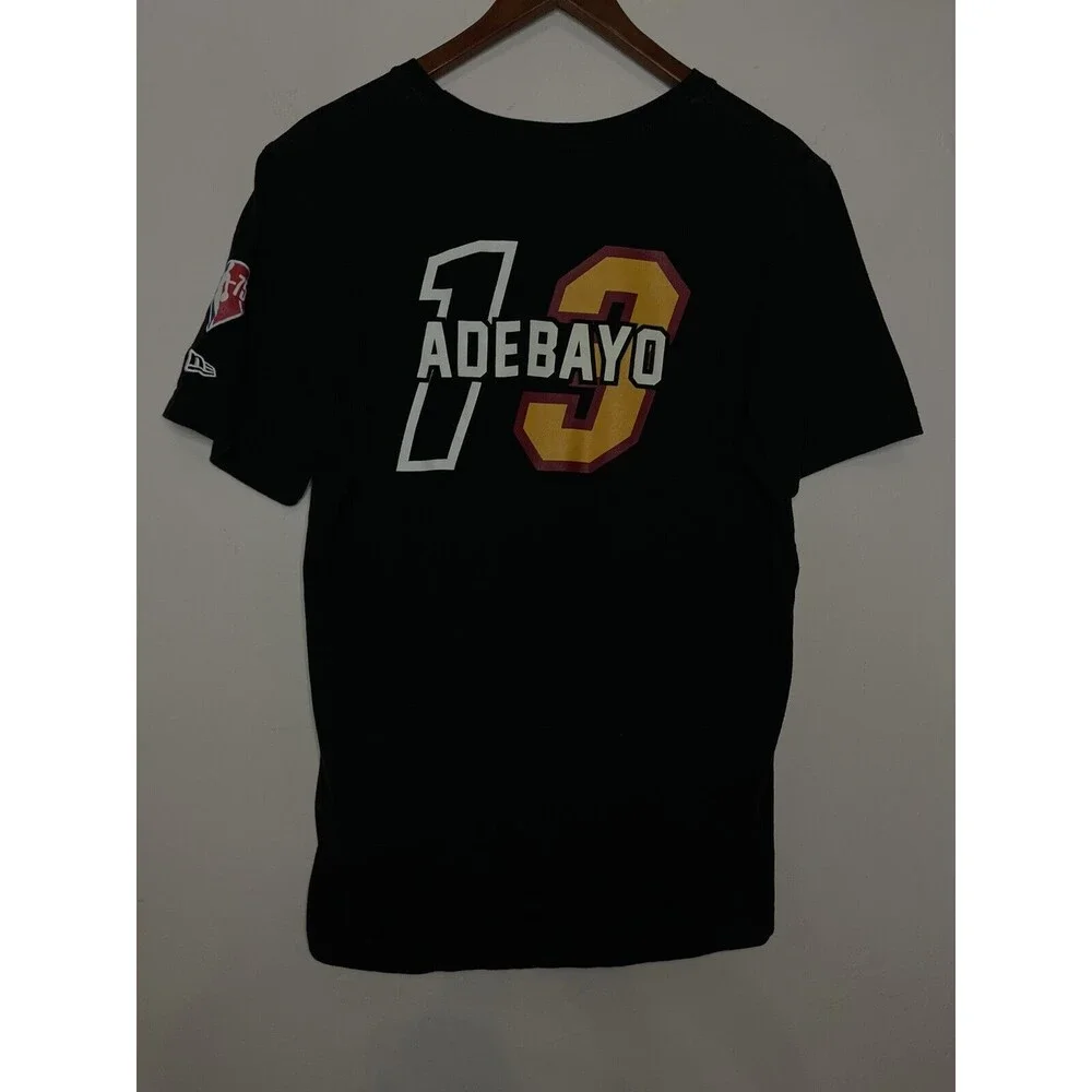 New Era Men's Medium Miami Heat Adebayo Black Graphic Tshirt Tee 13